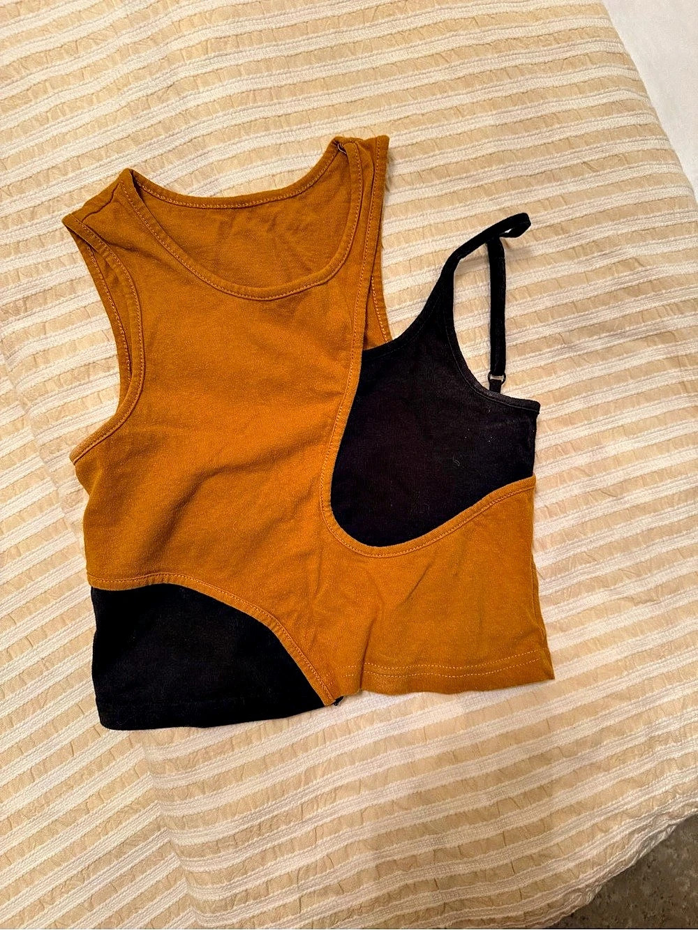 Color Block Tank Top in Orange & Black - XS